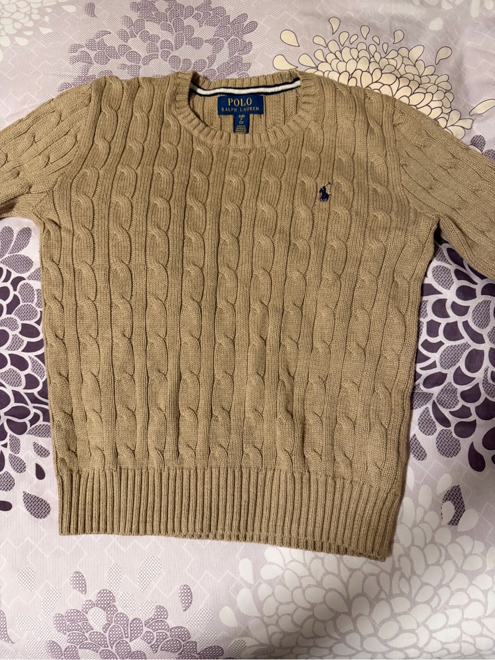 Polo by Ralph Lauren kids Tan Cable-Knit Crewneck Sweater